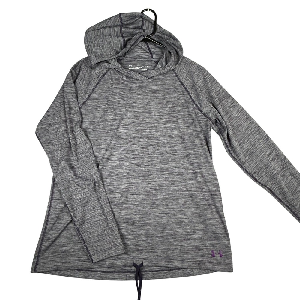Under Armour Women's‎ Purple Heathered Long Sleeve Hoodie Drawstring Size LG